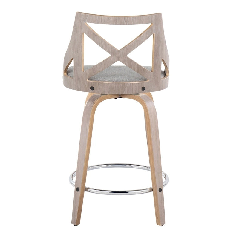 Tabouret de bar à hauteur fixe de 24 po avec pieds en bois courbé (paquet de 2)