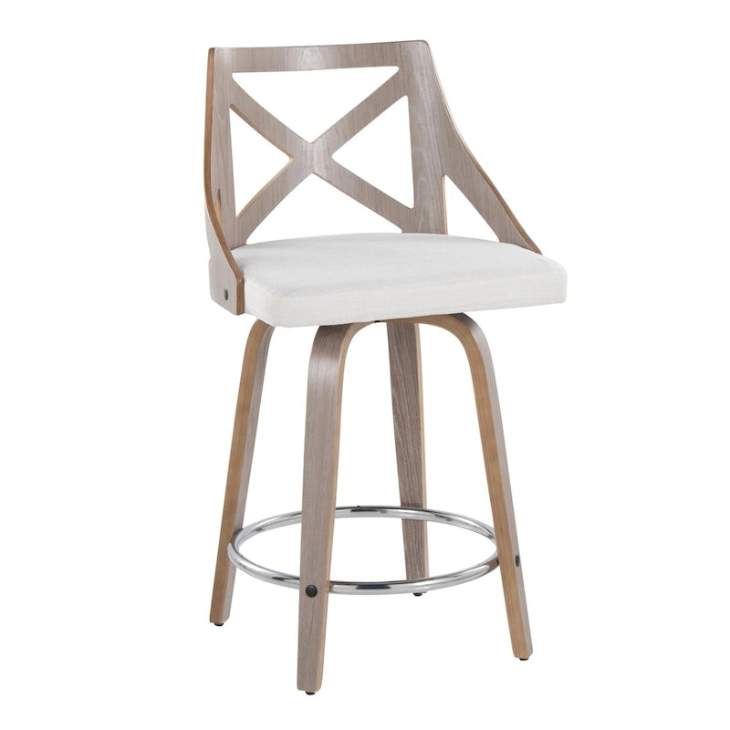 Tabouret de bar à hauteur fixe de 24 po avec pieds en bois courbé (paquet de 2)