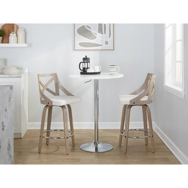 Tabouret de bar à hauteur fixe de 24 po avec pieds en bois courbé (paquet de 2)