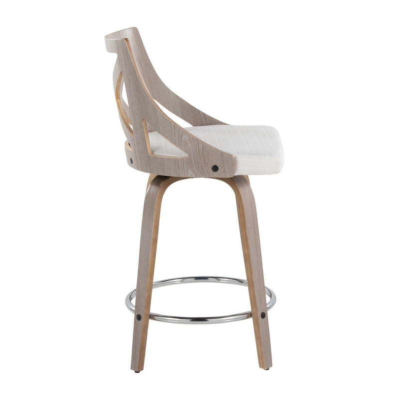 Tabouret de bar à hauteur fixe de 24 po avec pieds en bois courbé (paquet de 2)