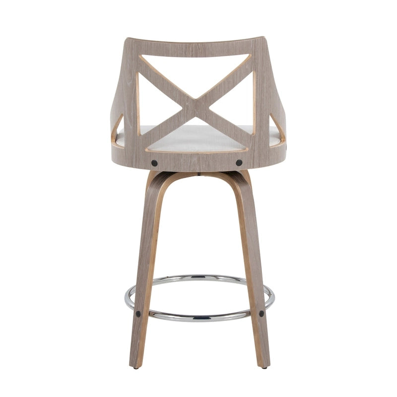 Tabouret de bar à hauteur fixe de 24 po avec pieds en bois courbé (paquet de 2)
