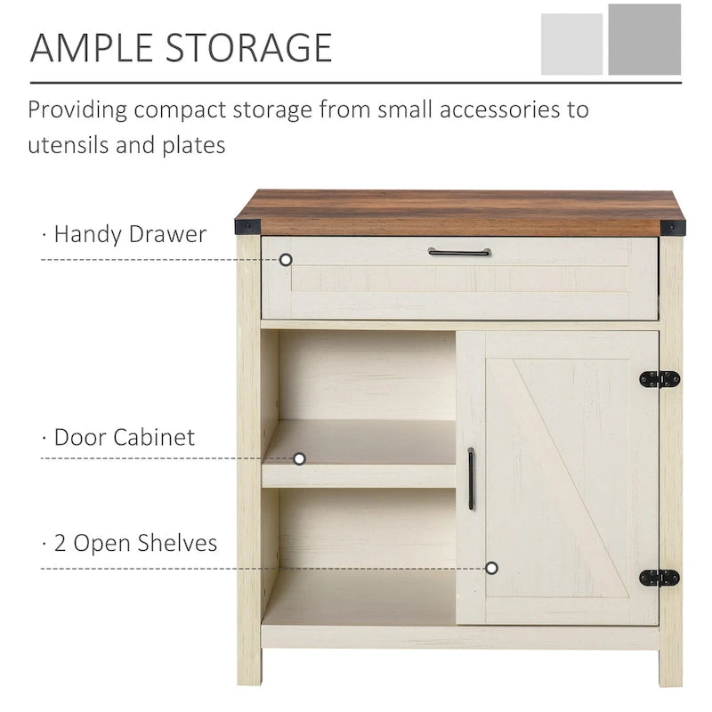 Buffet de rangement rustique avec portes coulissantes/Meuble de salle à manger et de cuisine moderne style ferme