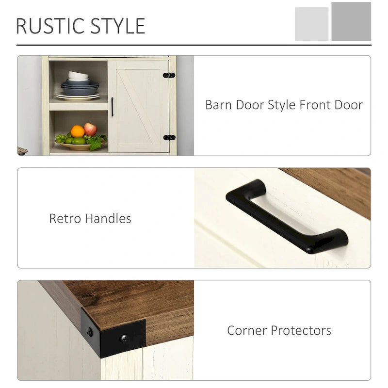 Buffet de rangement rustique avec portes coulissantes/Meuble de salle à manger et de cuisine moderne style ferme