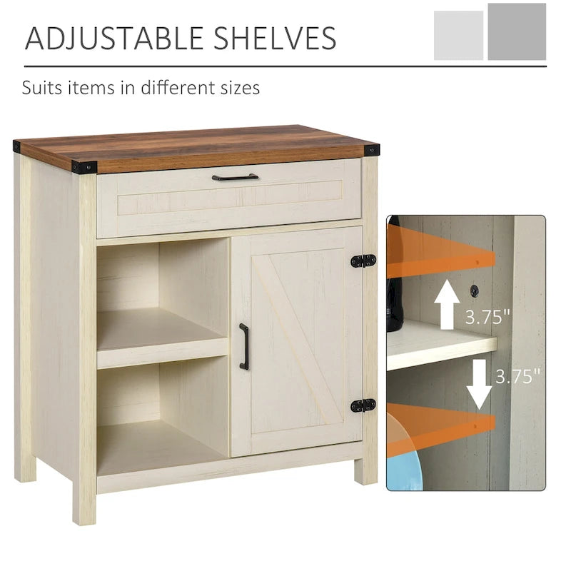 Buffet de rangement rustique avec portes coulissantes/Meuble de salle à manger et de cuisine moderne style ferme