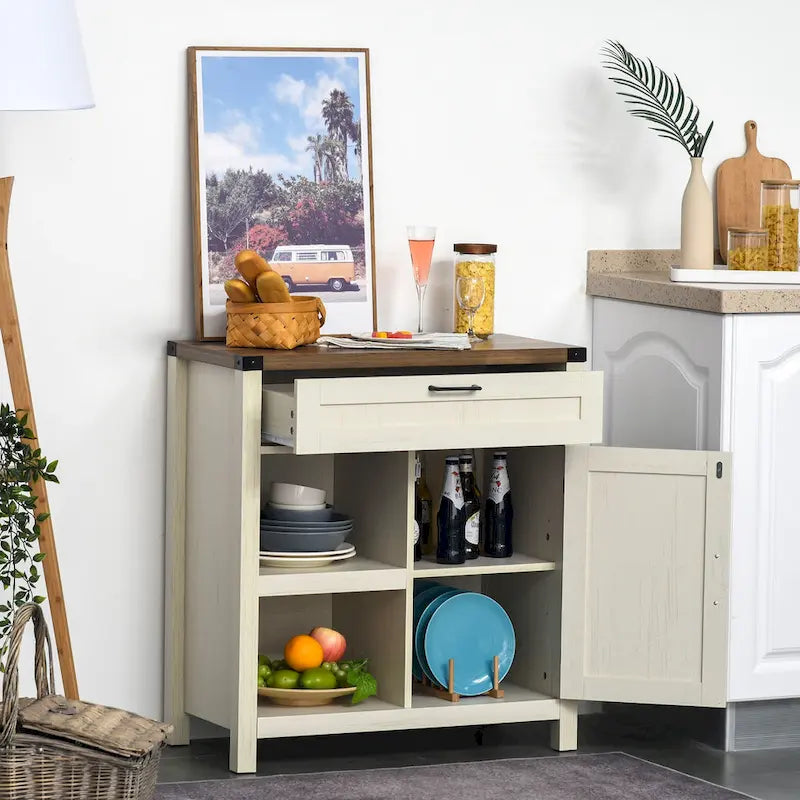 Buffet de rangement rustique avec portes coulissantes/Meuble de salle à manger et de cuisine moderne style ferme
