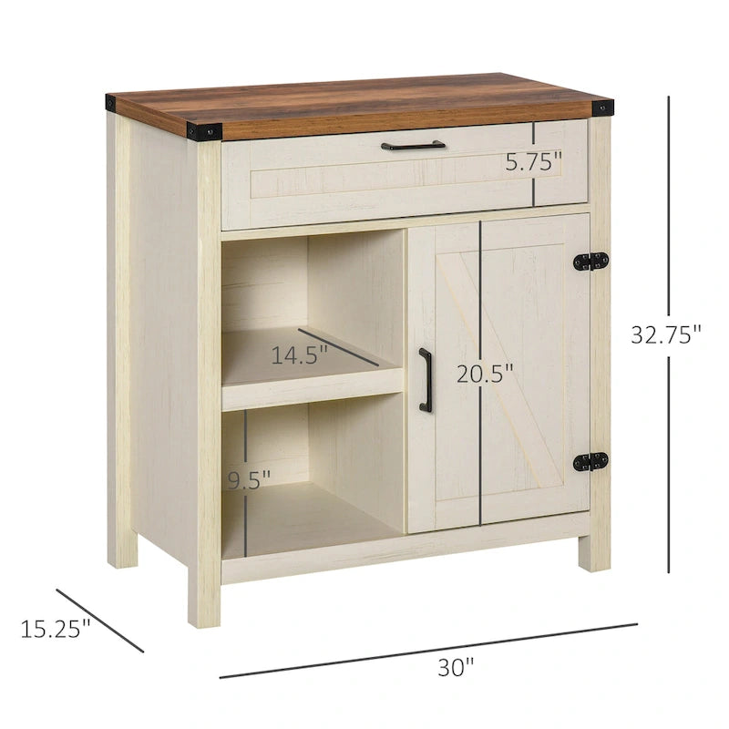 Buffet de rangement rustique avec portes coulissantes/Meuble de salle à manger et de cuisine moderne style ferme