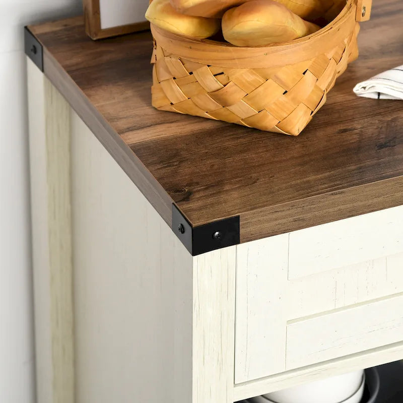 Buffet de rangement rustique avec portes coulissantes/Meuble de salle à manger et de cuisine moderne style ferme