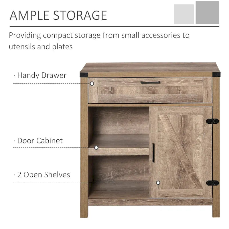 Buffet de rangement rustique avec portes coulissantes/Meuble de salle à manger et de cuisine moderne style ferme