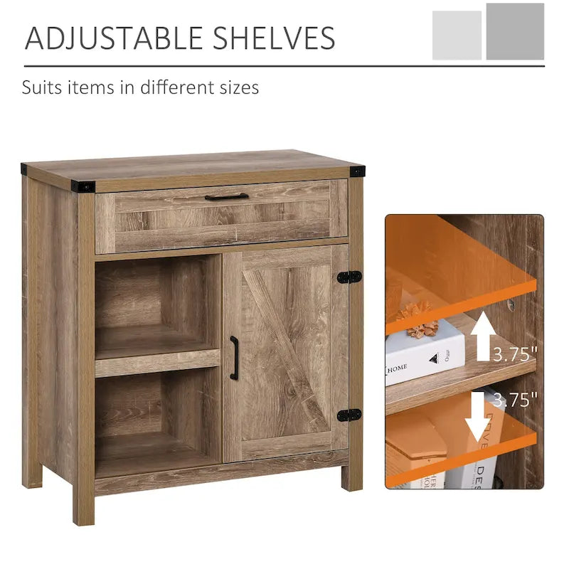 Buffet de rangement rustique avec portes coulissantes/Meuble de salle à manger et de cuisine moderne style ferme