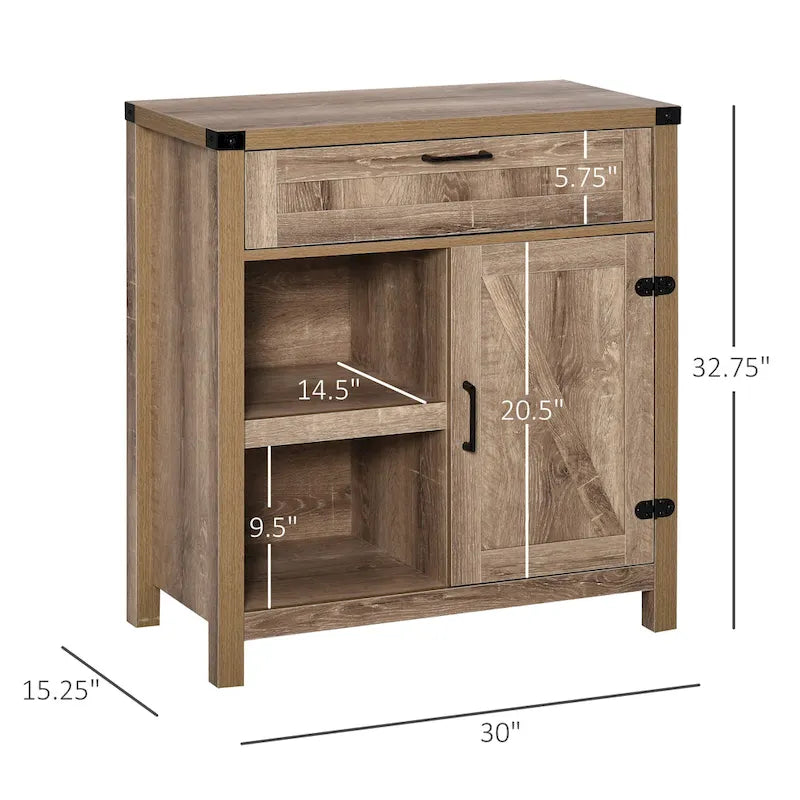 Buffet de rangement rustique avec portes coulissantes/Meuble de salle à manger et de cuisine moderne style ferme