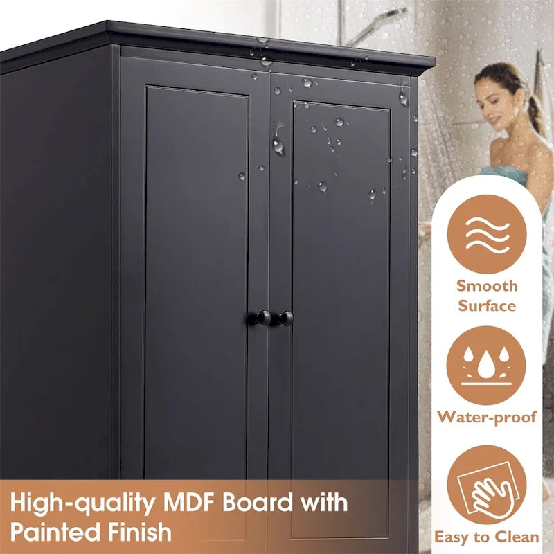 Meuble de rangement en bois avec 2 portes et 4 tiroirs, étagère réglable