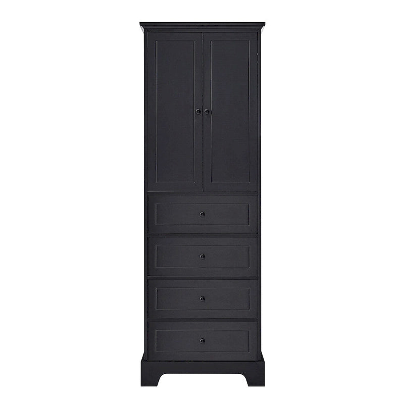 Meuble de rangement en bois avec 2 portes et 4 tiroirs, étagère réglable
