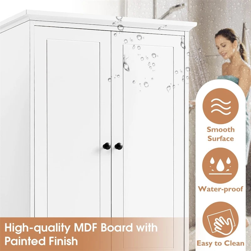 Meuble de rangement en bois avec 2 portes et 4 tiroirs, étagère réglable