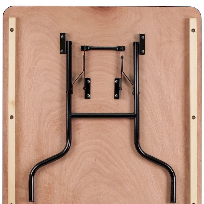Table de banquet pliante rectangulaire en bois de 6 pieds avec plateau au fini laqué transparent