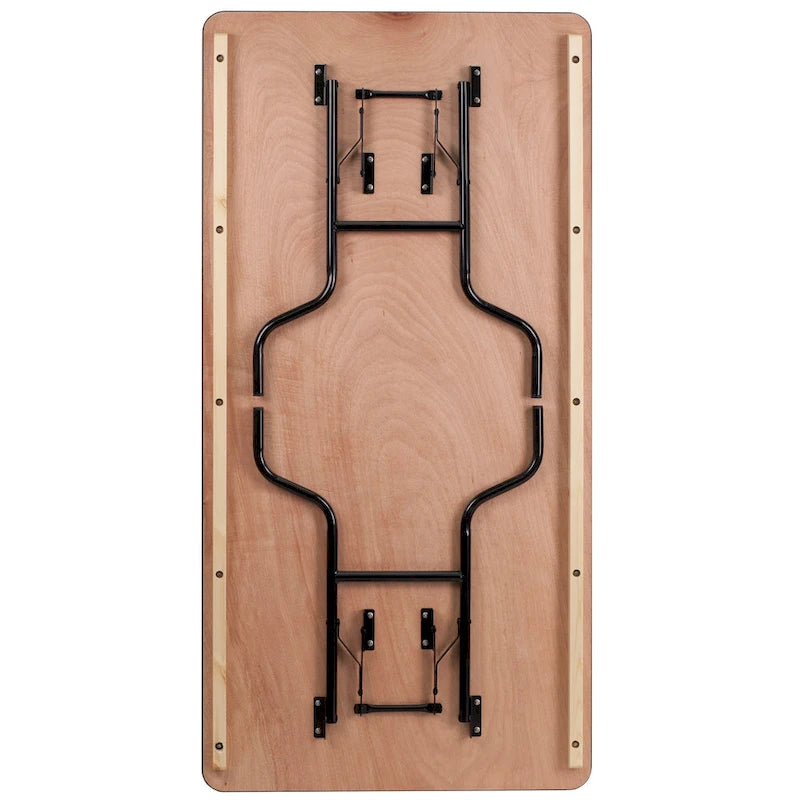 Table de banquet pliante rectangulaire en bois de 6 pieds avec plateau au fini laqué transparent