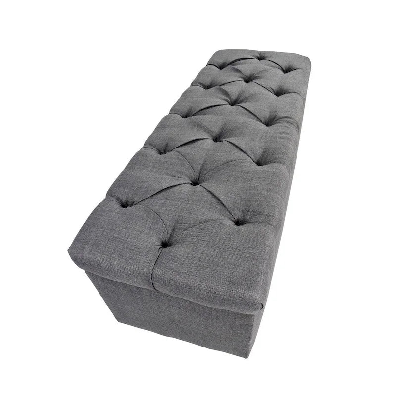 Banc de rangement pour chaussures capitonné, rouge-gris
