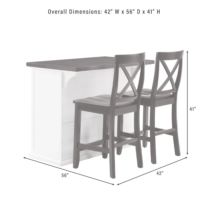 Îlot de cuisine en bois avec tabourets à dossier en X