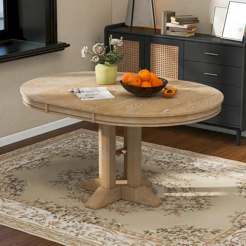 Table à manger de ferme Table ronde extensible pour la cuisine, la salle à manger