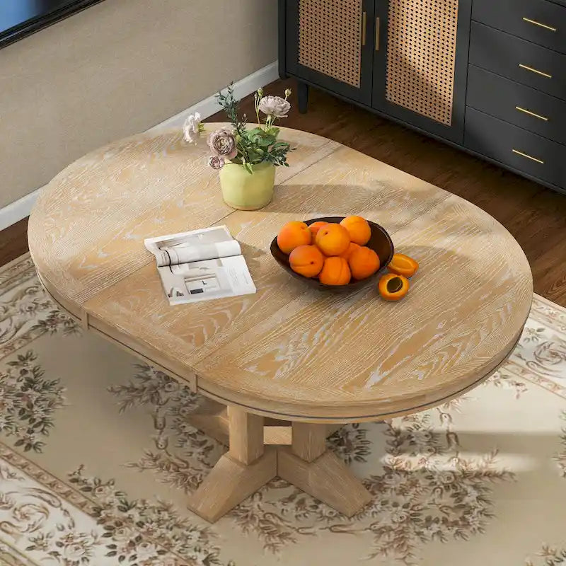 Table à manger de ferme Table ronde extensible pour la cuisine, la salle à manger