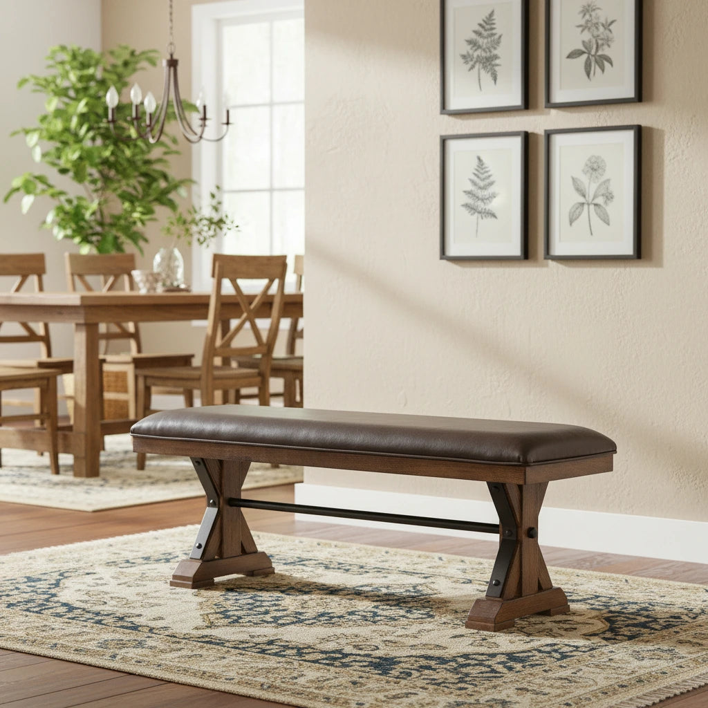 Copper Grove Sieben Brown Bench with Cushion
