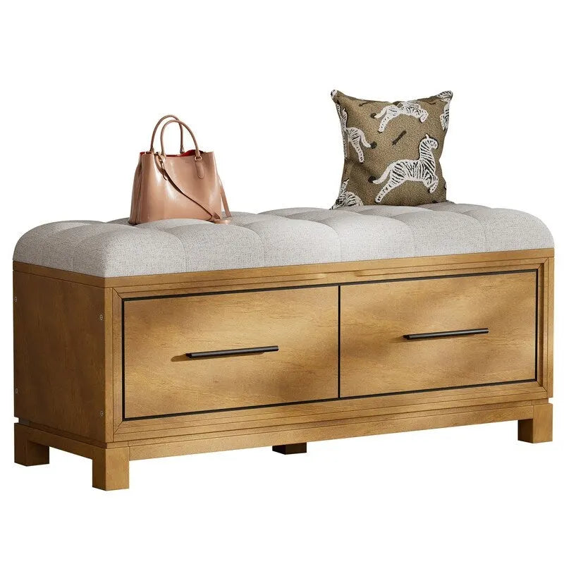 Banc à chaussures avec coussin amovible et rangement dissimulé pour l'organisation de l'entrée et du salon