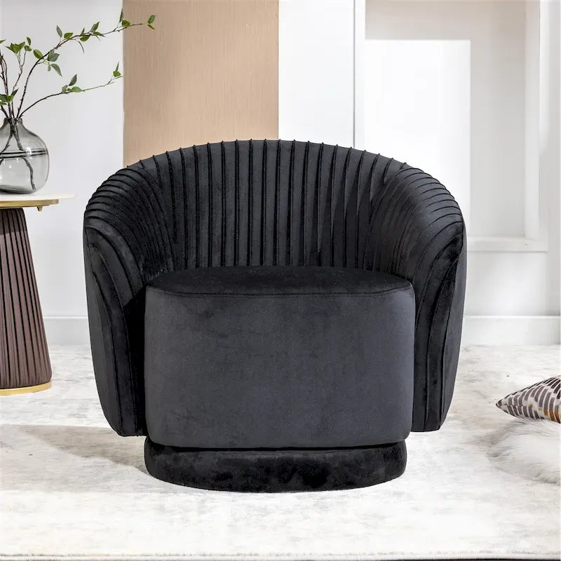 Petit fauteuil tonneau pivotant en velours Milvo