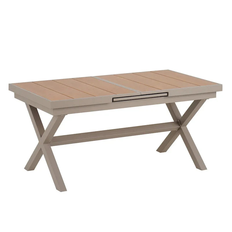 Ensemble de salle à manger extérieur extensible 7 pièces avec table extensible et 6 chaises avec accoudoirs
