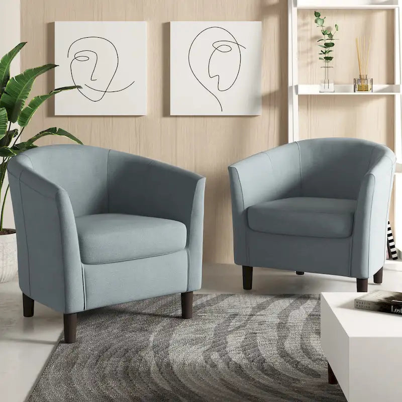 Lot de 2 fauteuils club modernes en lin style tonneau