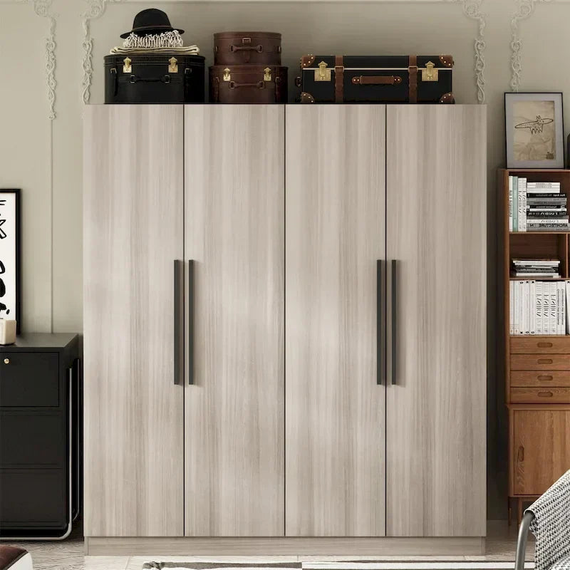 Armoire de rangement moderne sur pied en bois massif avec étagères