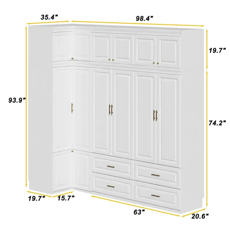 93,9H/74,2H Armoires Penderie Placard Meuble Tiroirs de rangement suspendus