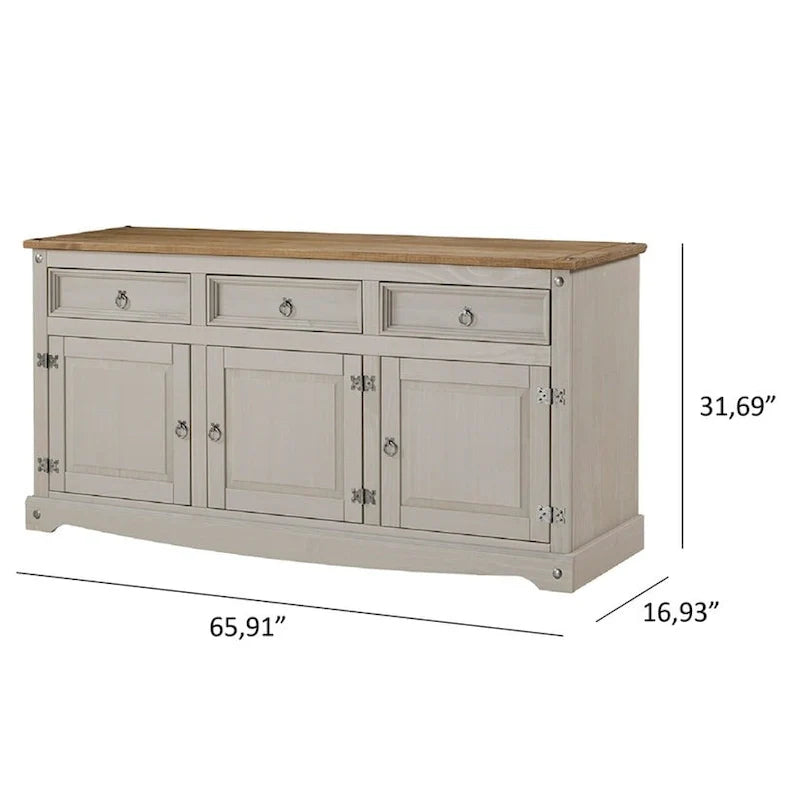 Buffet bas de style rustique 65 po - Collection Corona